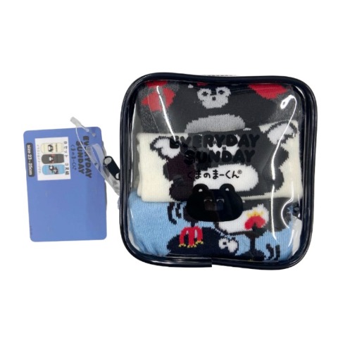 レディース　スニーカーインソックス 3足組 ポーチ付き 23-25cm（くまのまーくん）