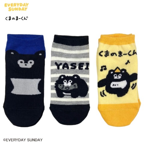 レディース　スニーカーインソックス 3足組 ポーチ付き 23-25cm（くまのまーくん）