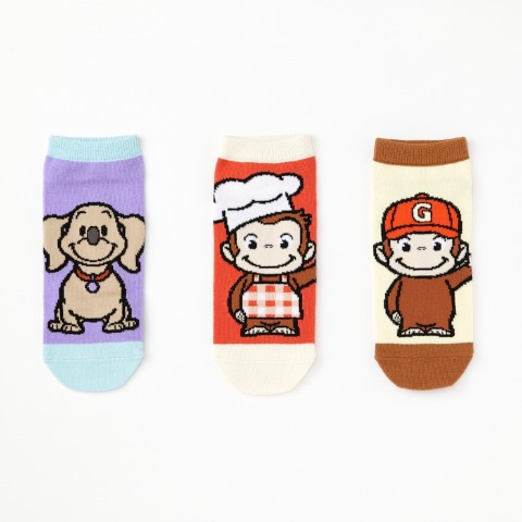 レディース　キャラクターソックス　ハッピーバッグ　6点セット（おさるのジョージ）