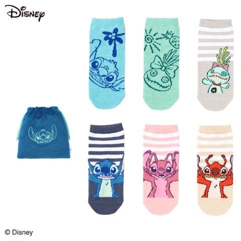 レディース　キャラクターソックス　ハッピーバッグ　6点セット（スティッチ）
