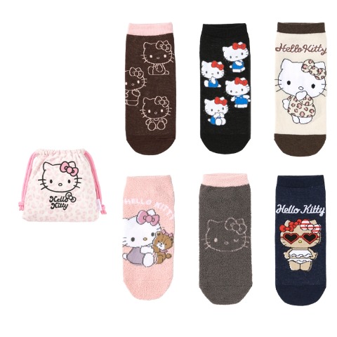 レディース　キャラクターソックス　ハッピーバッグ　6点セット（ハローキティ）