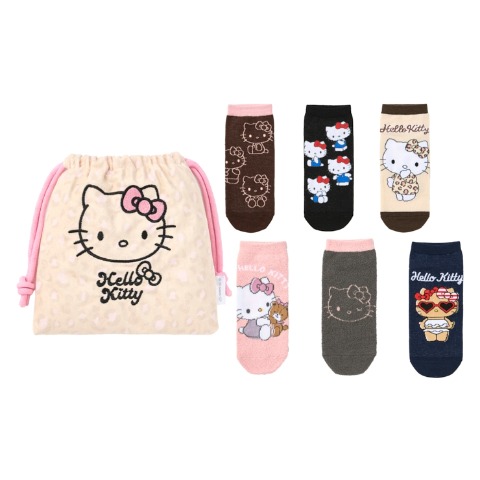 レディース　キャラクターソックス　ハッピーバッグ　6点セット（ハローキティ）