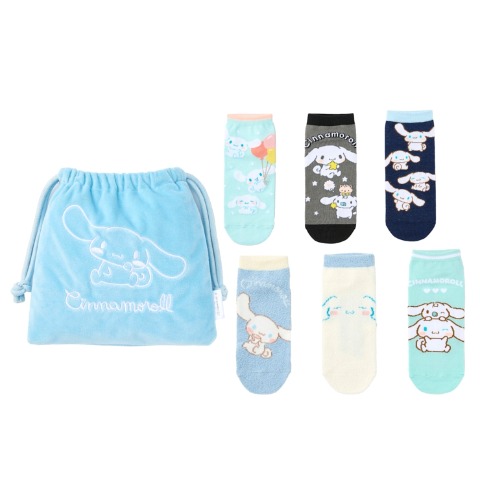 レディース　キャラクターソックス　ハッピーバッグ　6点セット（シナモロール）