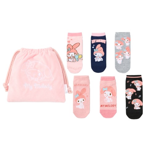 レディース　キャラクターソックス　ハッピーバッグ　6点セット（マイメロディ）