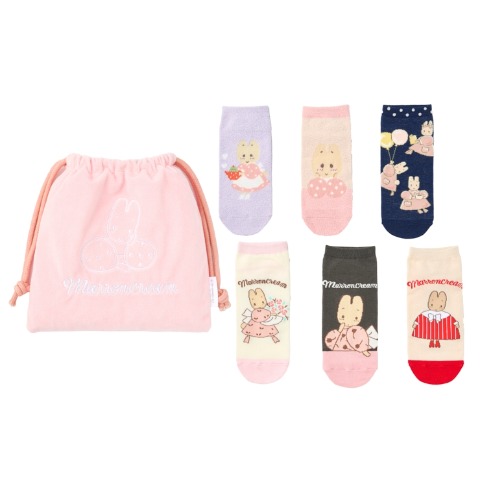 レディース　キャラクターソックス　ハッピーバッグ　6点セット（マロンクリーム）
