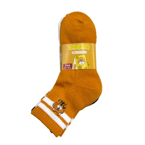 レディース　クォーター丈 底パイル刺繍ソックス（スキネズミ）