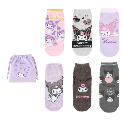 レディース　キャラクターソックス　ハッピーバッグ　6点セット（クロミ）