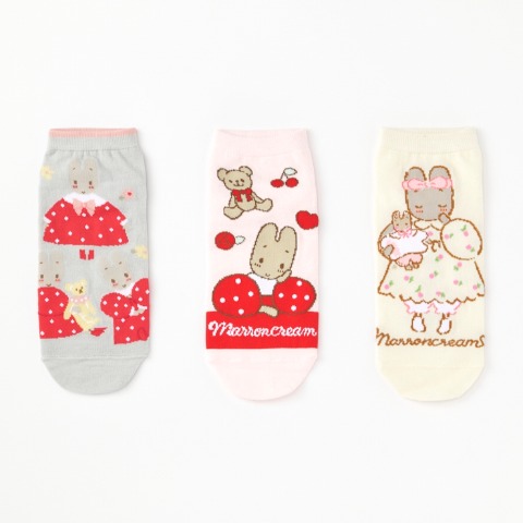 レディース　キャラクターソックス　ハッピーバッグ　6点セット（マロンクリーム）