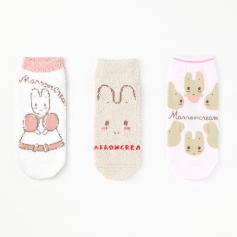 レディース　キャラクターソックス　ハッピーバッグ　6点セット（マロンクリーム）