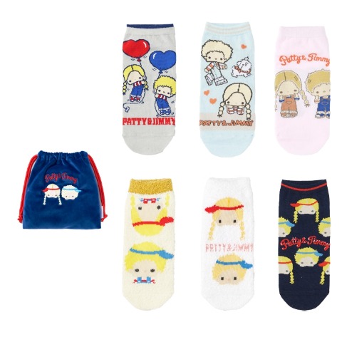 レディース　キャラクターソックス　ハッピーバッグ　6点セット（パティ＆ジミー）