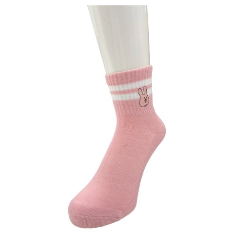 レディース　クォーター丈 底パイル刺繍ソックス（スキウサギ）