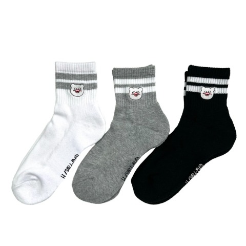 レディース　クォーター丈 底パイル刺繍ソックス（ハッチンパモス）