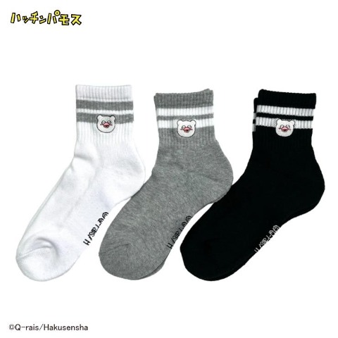 レディース　クォーター丈 底パイル刺繍ソックス（ハッチンパモス）