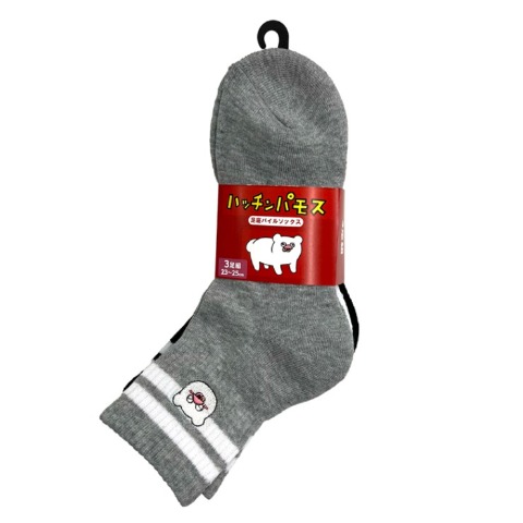 レディース　クォーター丈 底パイル刺繍ソックス（ハッチンパモス）
