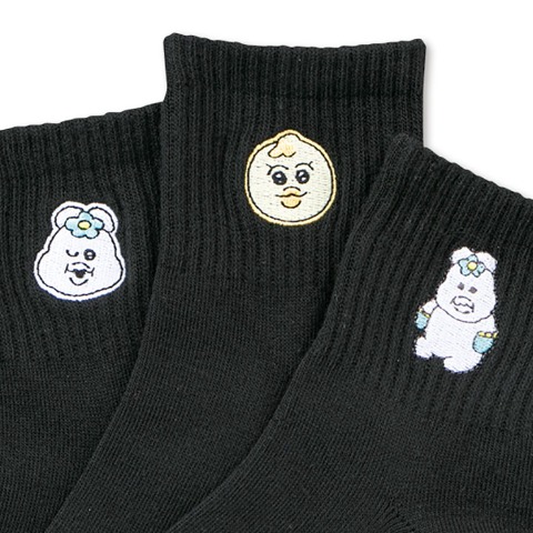 レディース クォーターソックス 3足組（んぽちゃむ）