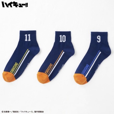 レディース　3足組クォーターソックス（アニメ「ハイキュー!!」）