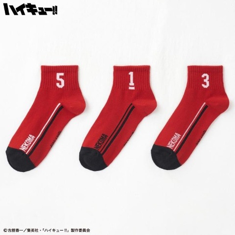 レディース　3足組クォーターソックス（アニメ「ハイキュー!!」）