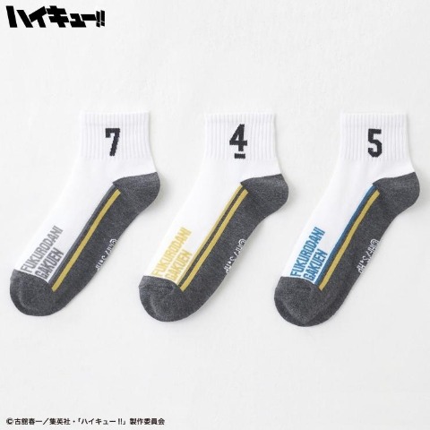 レディース　3足組クォーターソックス（アニメ「ハイキュー!!」）