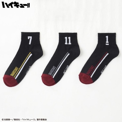 レディース　3足組クォーターソックス（アニメ「ハイキュー!!」）