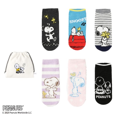 レディース　キャラクターソックス　ハッピーバッグ　6点セット（PEANUTS）
