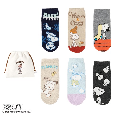 レディース　キャラクターソックス　ハッピーバッグ　6点セット（PEANUTS）