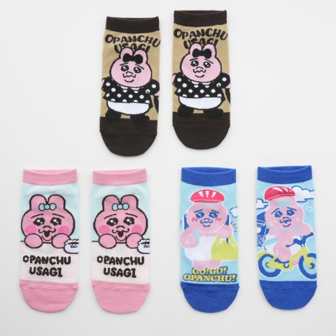 レディース　スニーカーインソックス 3足組（おぱんちゅうさぎ）