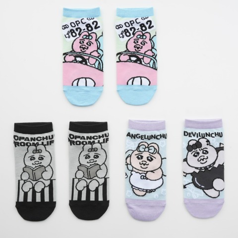 レディース　スニーカーインソックス 3足組（おぱんちゅうさぎ）