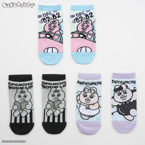 レディース　スニーカーインソックス 3足組（おぱんちゅうさぎ）