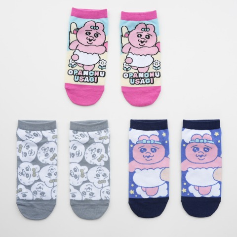 レディース　スニーカーインソックス 3足組（おぱんちゅうさぎ）