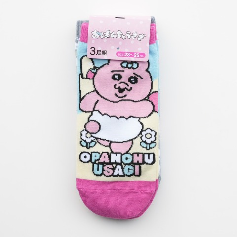 レディース　スニーカーインソックス 3足組（おぱんちゅうさぎ）