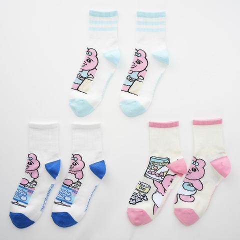 レディース　クォーター丈ソックス 3足組（おぱんちゅうさぎ）