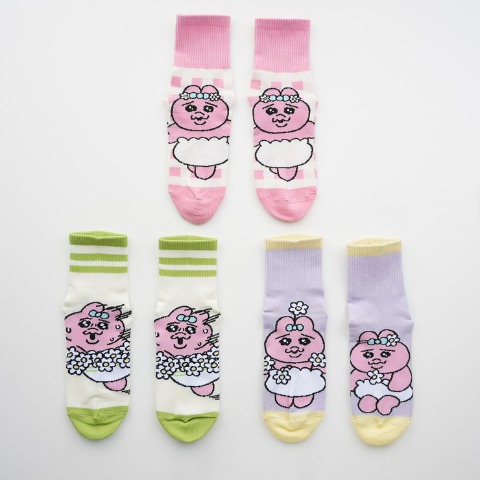 レディース　クォーター丈ソックス 3足組（おぱんちゅうさぎ）