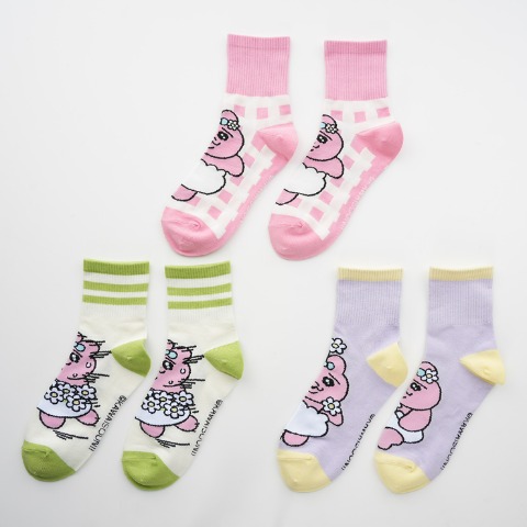 レディース　クォーター丈ソックス 3足組（おぱんちゅうさぎ）