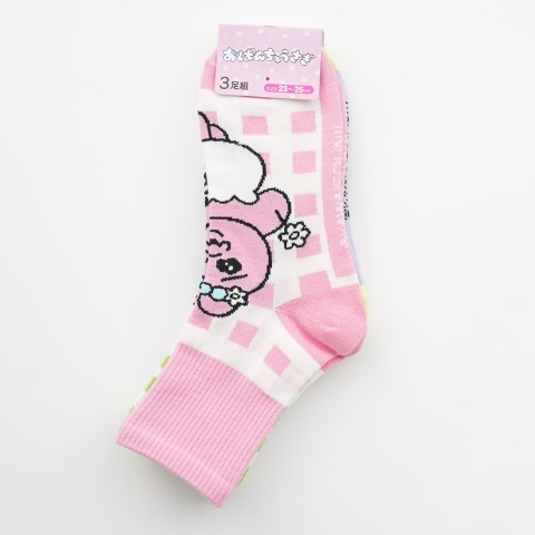 レディース　クォーター丈ソックス 3足組（おぱんちゅうさぎ）