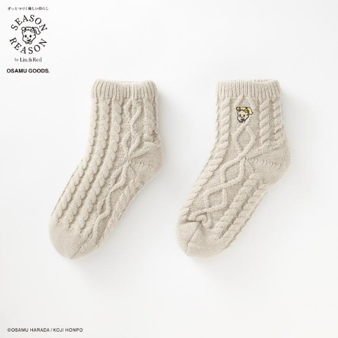 レディース　裏ボアクルーソックス（SEASON REASON×OSAMU GOODS）