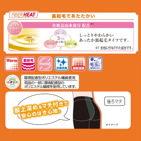 レディース　裏起毛タイツ 80デニール（FIBER HEAT あったかモイスト）