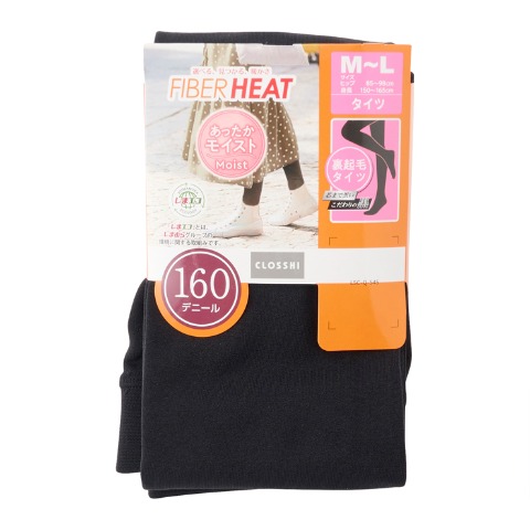レディース　裏起毛タイツ 160デニール（FIBER HEAT あったかモイスト）S-M