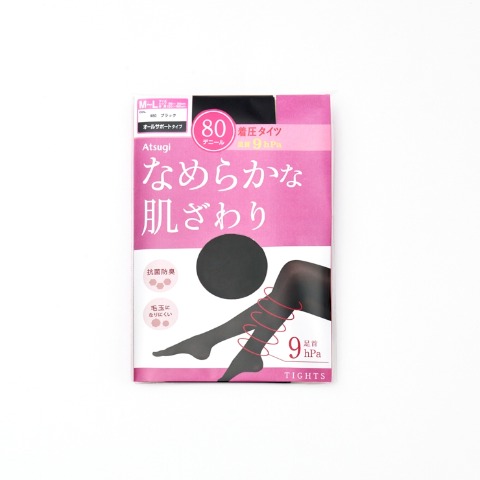 レディース　着圧タイツ5足セット 80デニール（Atsugi）なめらかな肌ざわり