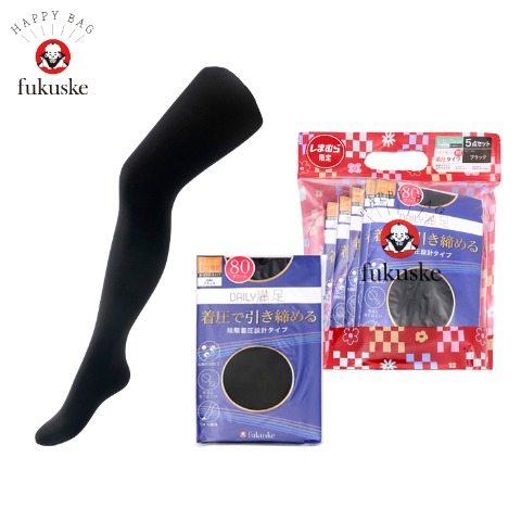 レディース　着圧タイツ　Daily満足　ハッピーバッグ　5点セット　80デニール