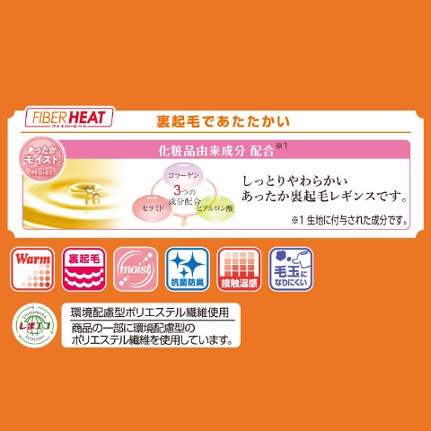 レディース　10分丈裏起毛レギンス 60デニール（FIBER HEAT あったかモイスト）S-M