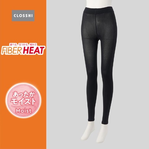 レディース　10分丈裏起毛レギンス 80デニール（FIBER HEAT あったかモイスト）