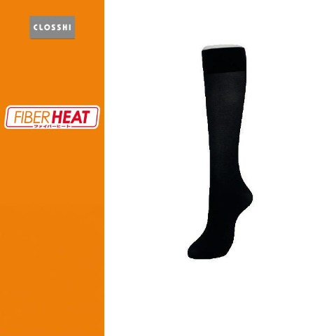 レディース　2足組絹入りひざ下丈ショートストッキング（FIBER HEAT）