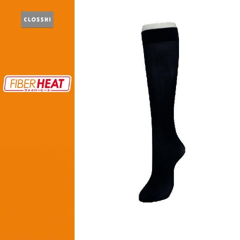 レディース　2足組40デニールひざ下丈ショートストッキング（FIBER HEAT）