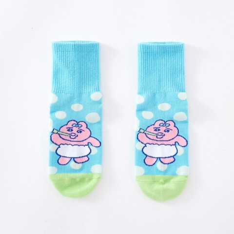 キッズ クォーターソックス 3足組（19-24cm・おぱんちゅうさぎ）