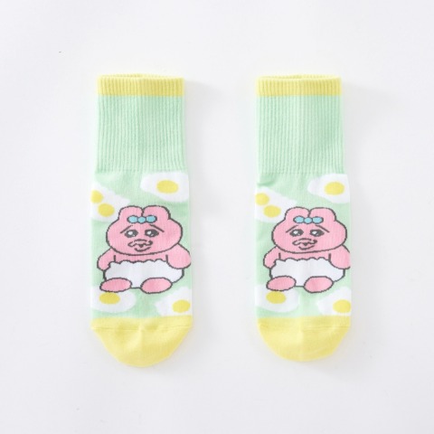 キッズ クォーターソックス 3足組（19-24cm・おぱんちゅうさぎ）