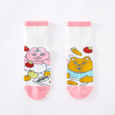 キッズ クォーターソックス 3足組（19-24cm・おぱんちゅうさぎ）