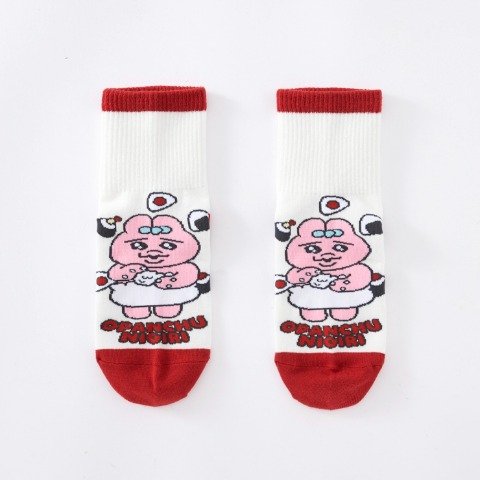 キッズ クォーターソックス 3足組（19-24cm・おぱんちゅうさぎ）