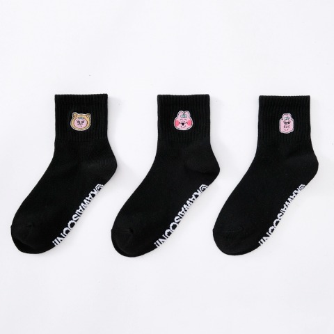 キッズ クォーターソックス 3足組（19-24cm・おぱんちゅうさぎ）