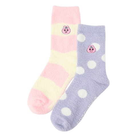 キッズ もこもこ靴下 2足組（19-24cm・おぱんちゅうさぎ）