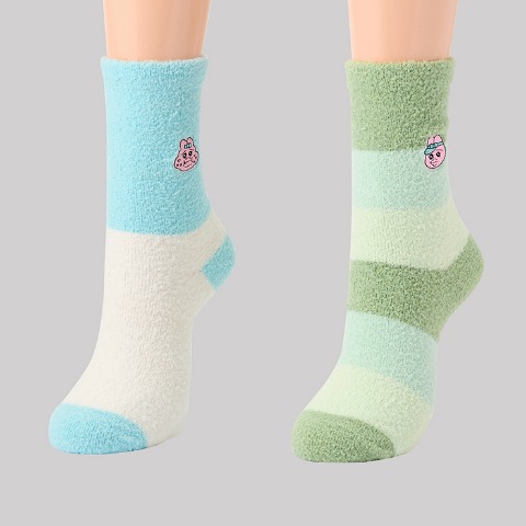 キッズ もこもこ靴下 2足組（19-24cm・おぱんちゅうさぎ）